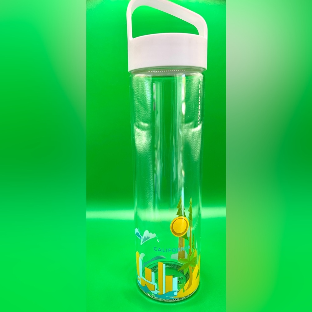 Starbucks Glass Water Lidded Bottle You Are Here Ca NEW